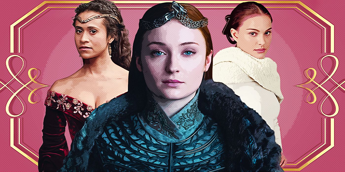 Sophie Turner as Sansa Stark, Angel Coulby as Guinevere, and Natalie Portman as Padme Amidala