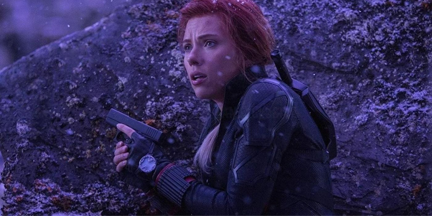 Black Widow is emotional while laying on the ground in Avengers: Endgame