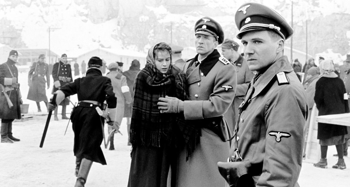 Nazi soldiers and Jewish prisoners in Schindler's List.
