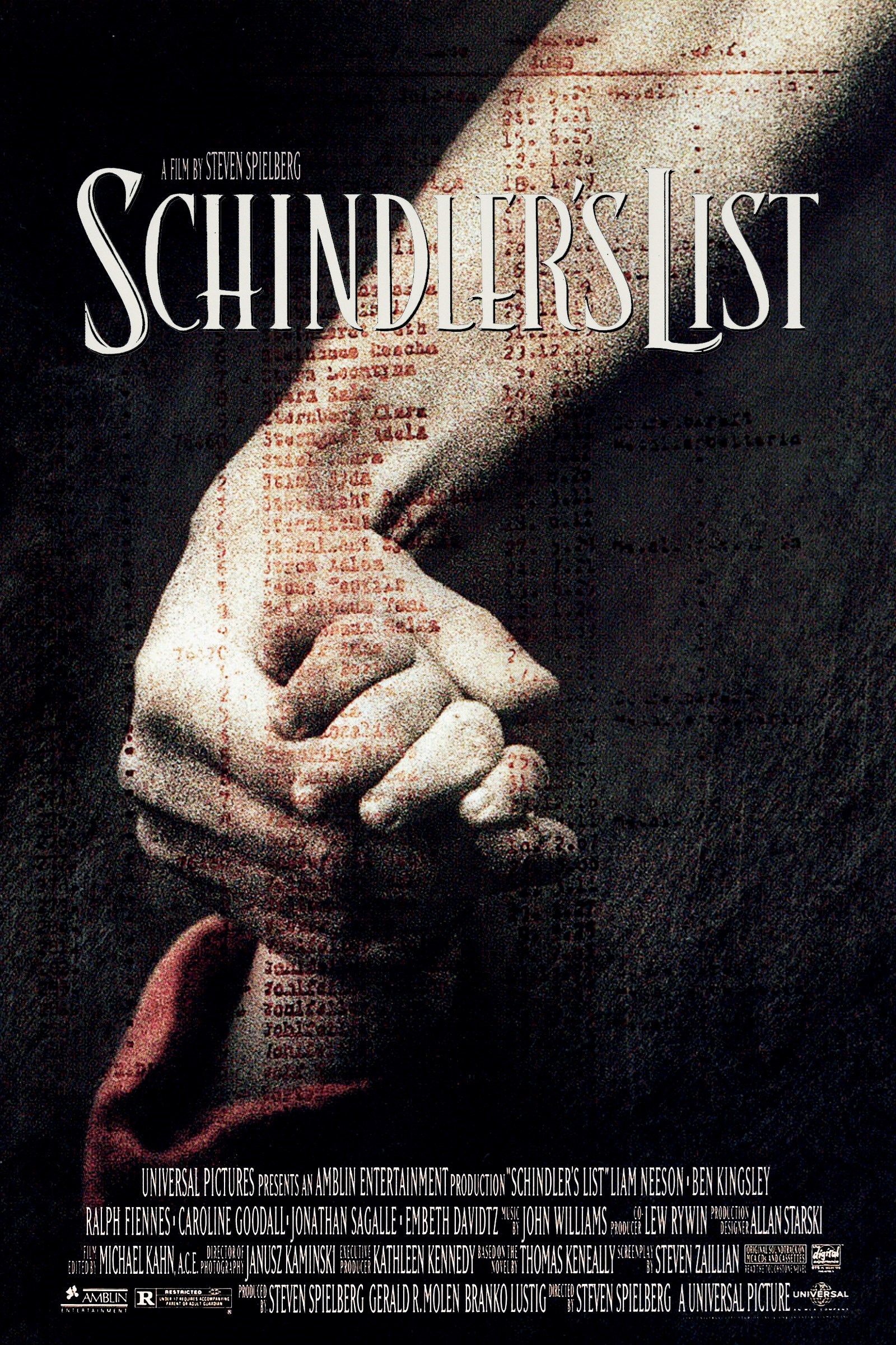 cartel de la película la lista de schindler