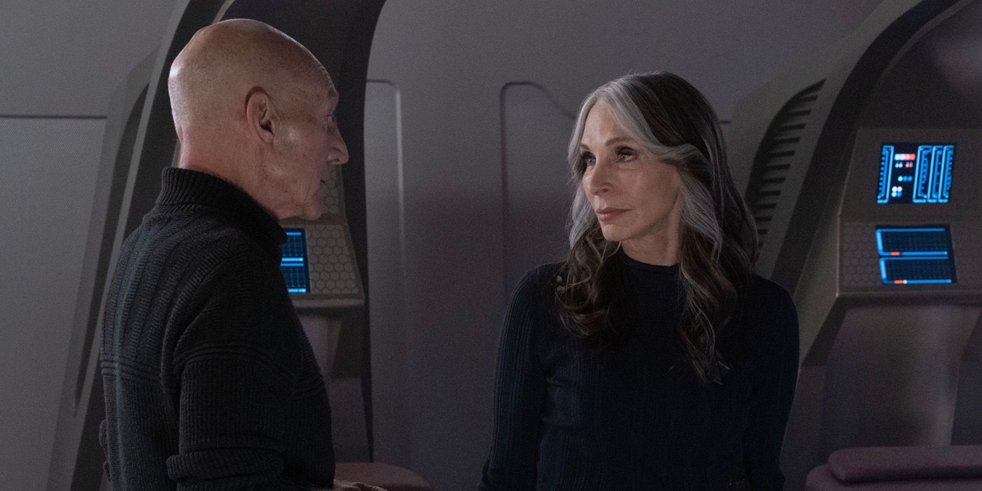 Patrick Stewart and Gates McFadden in Star Trek Picard Season 3 Episode 3