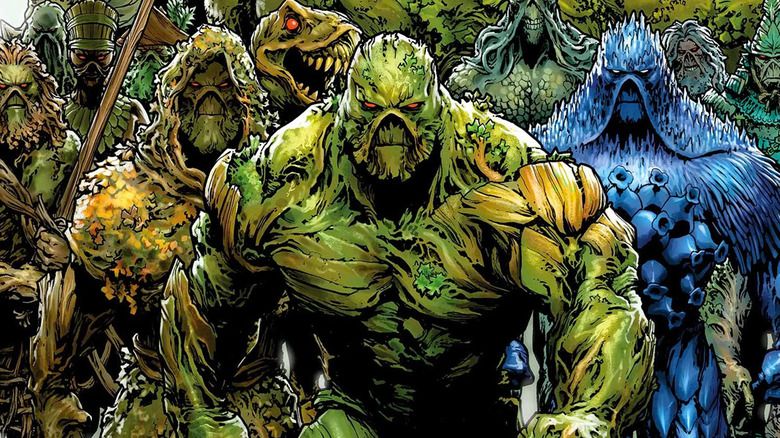 Swamp Thing and an army of swamp monsters in DC Comics