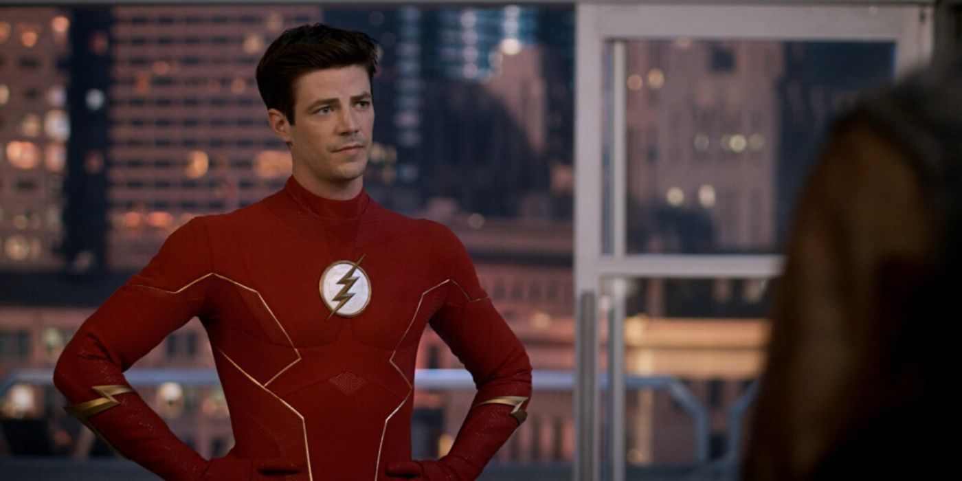 Barry Allen, joué par Grant Gustin, dans son costume de Flash sans son masque dans l'épisode 3 de la saison 9 de The Flash.