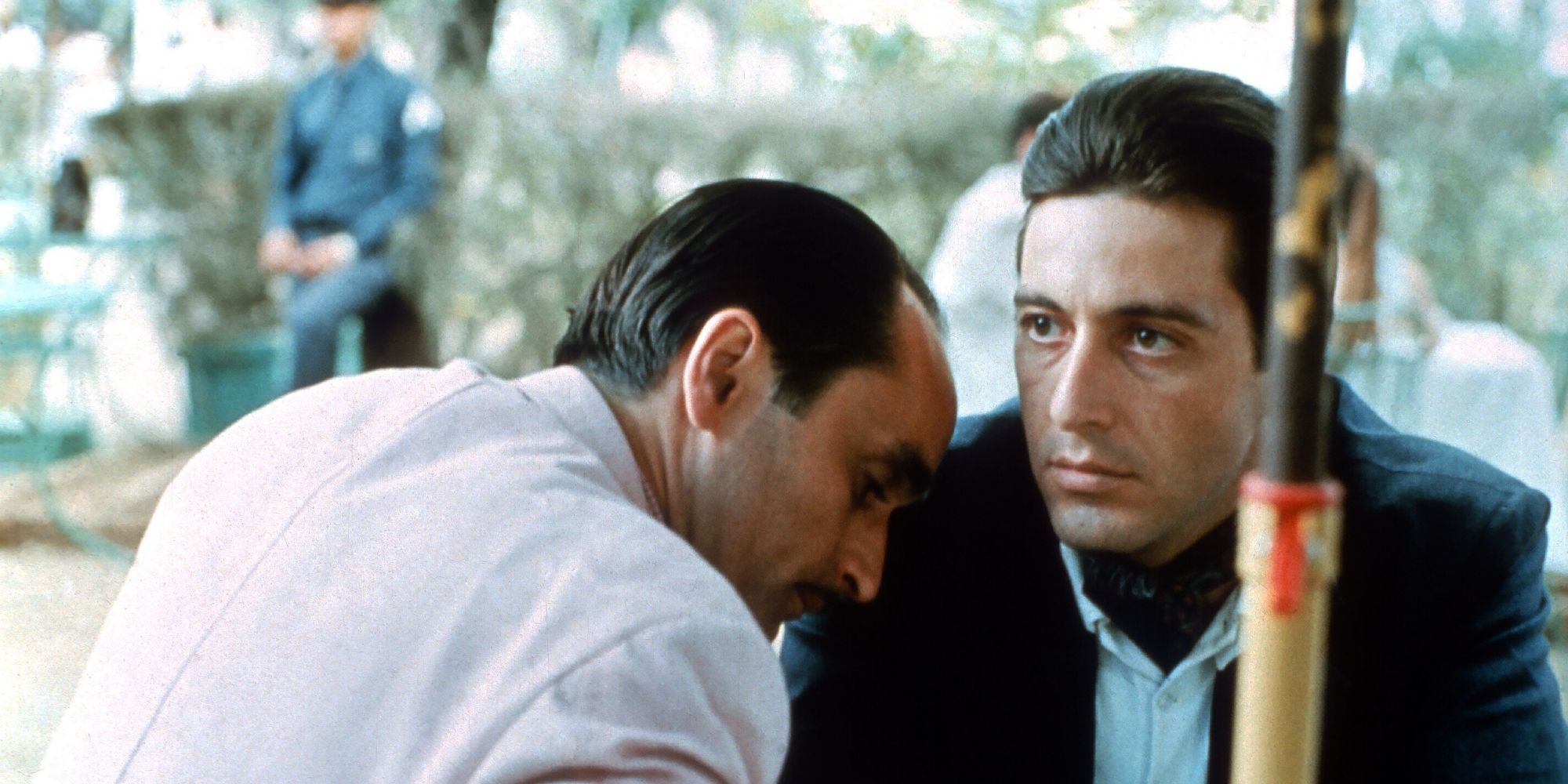 Al Pacino as Michael Corleone and John Cazale as Fredo Corleone in The Godfather Part II.