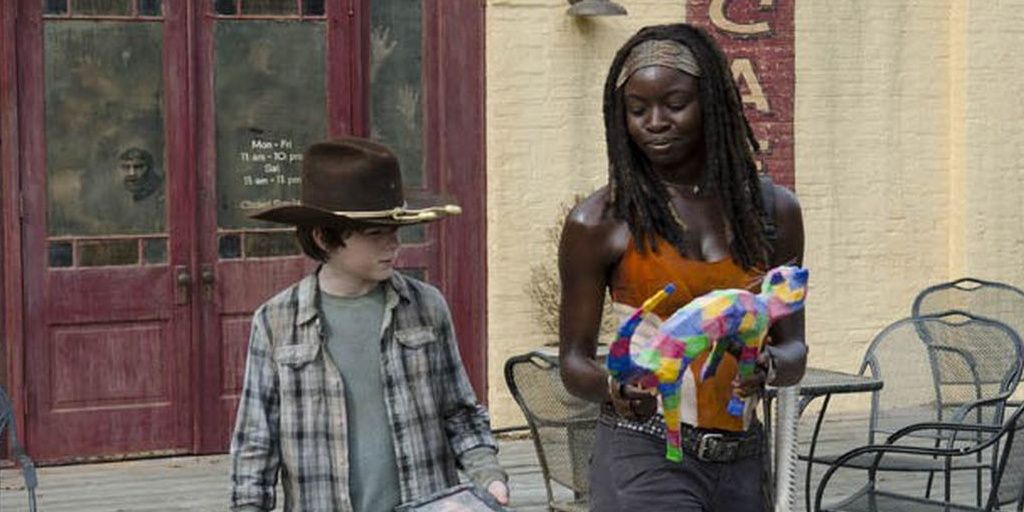 Carl and Michonne on Walking Dead