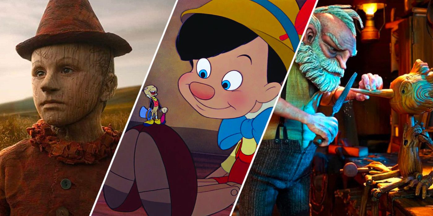 2019's Pinocchio, 1940's Cricket and Pinocchio, and 2022's Guillermo del Toro's Pinocchio