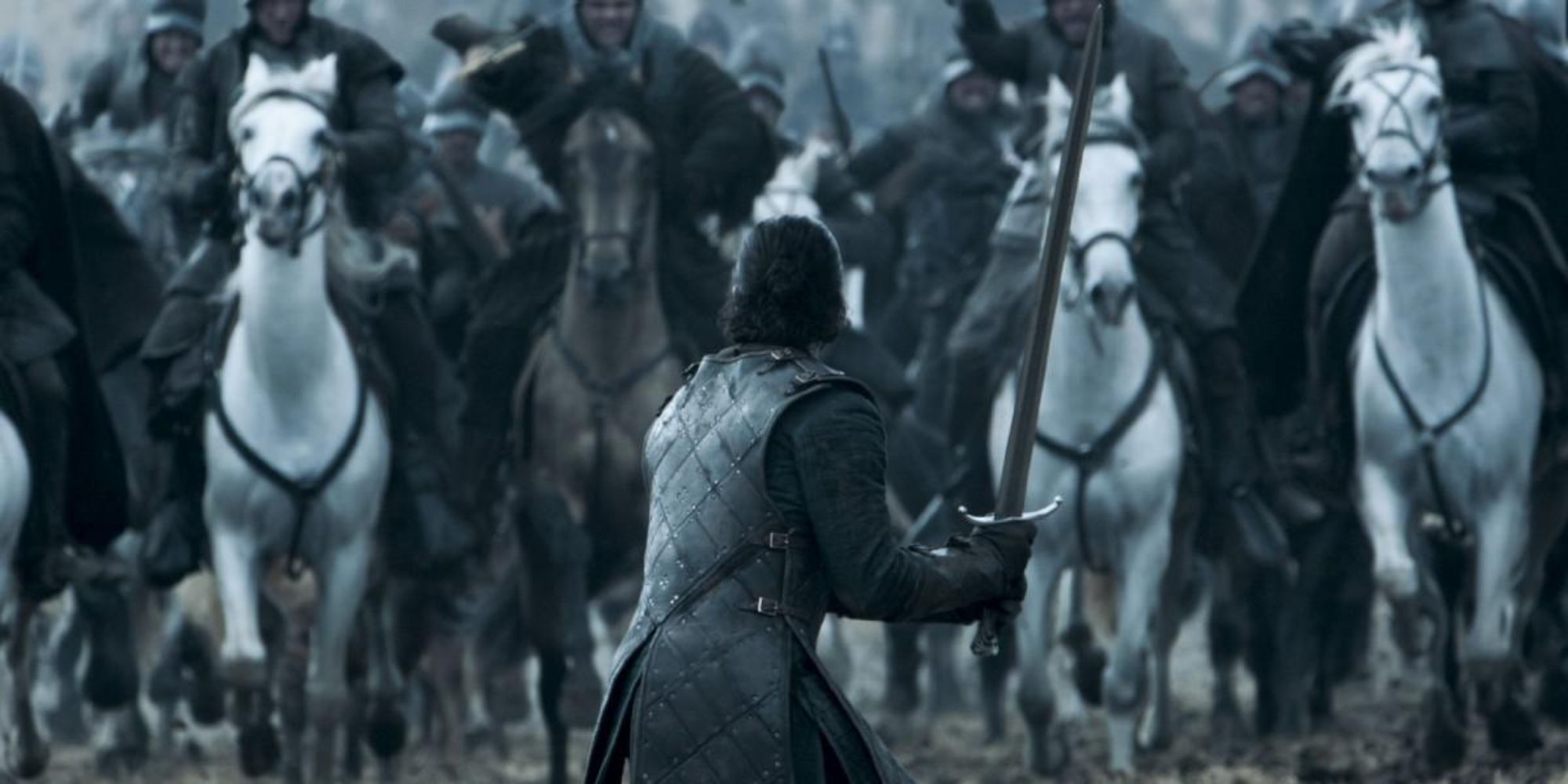 Jon Snow facing an army in Game of Thrones.