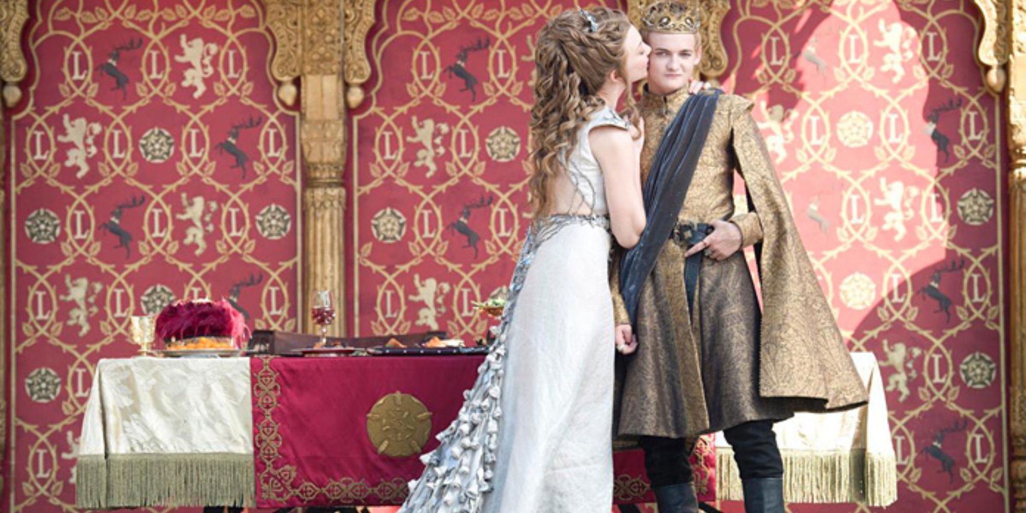 Margaery and Joffrey at their wedding in Game of Thrones.