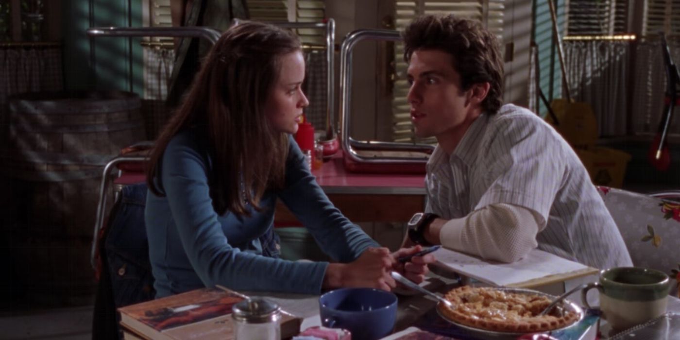 Rory dan Jess mengobrol di Luke's di Gilmore Girls