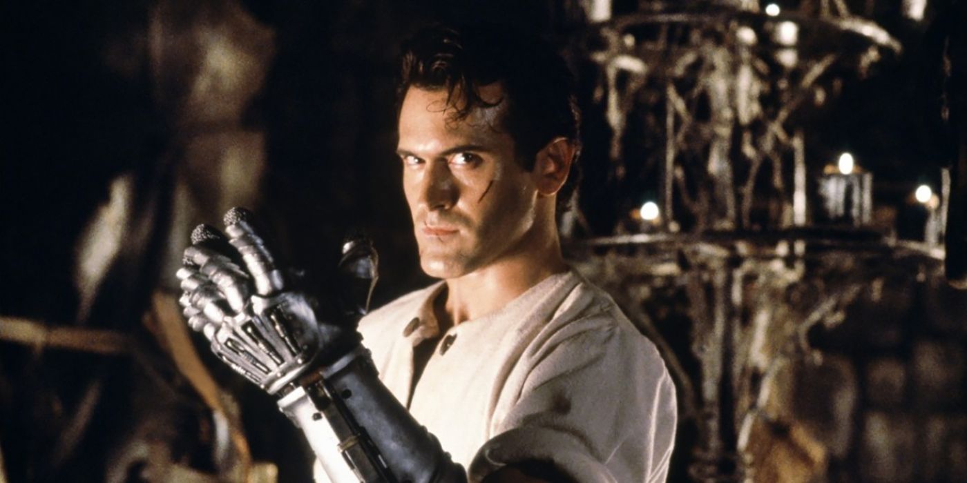 Bruce Campbell with a metal hand in Army of Darkness