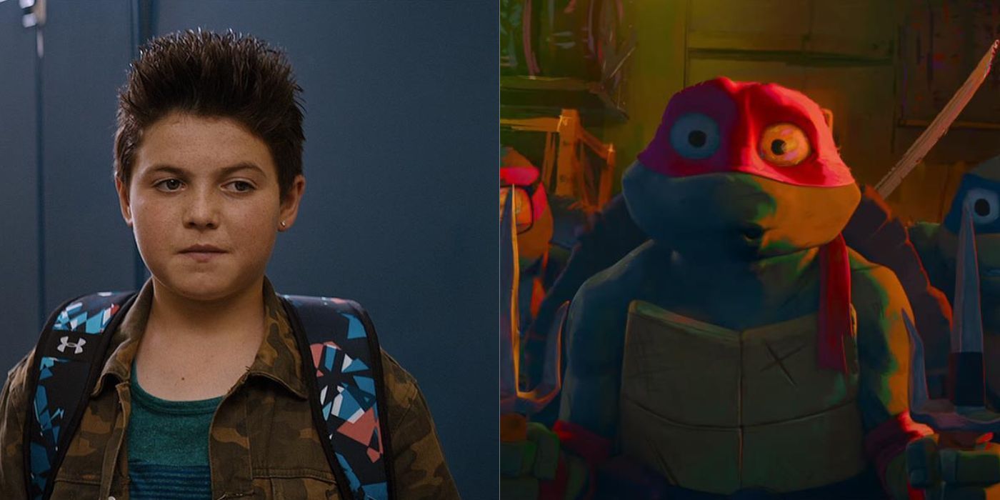 Brady Noon in Good Boys side-by-side with Raphael in Teenage Mutant Ninja Turtles: Mutant Mayhem