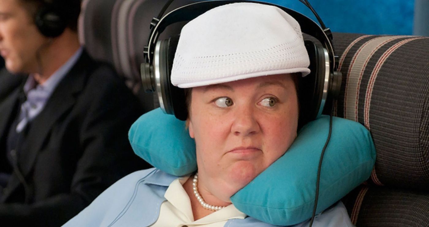 Melissa McCarthy as Megan on a plane in Bridesmaids