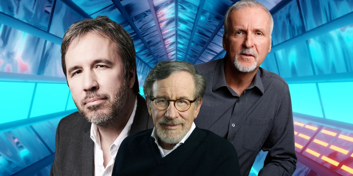 Blended image showing Denis Villeneuve, Steven Spielberg, and James Cameron