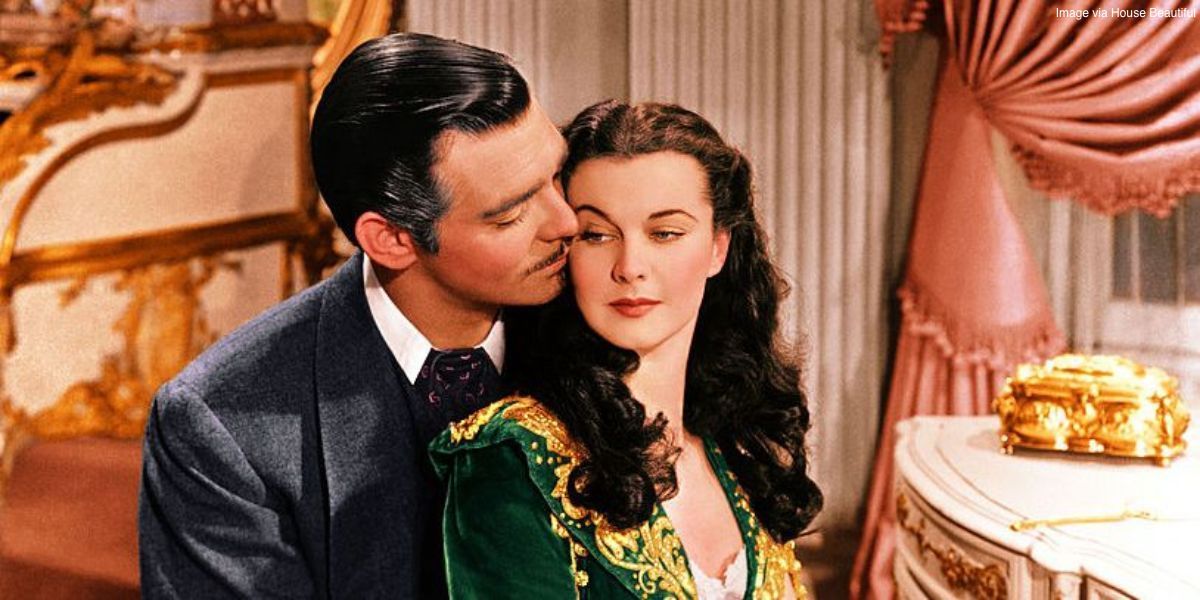 Rhett and Scarlett embracing in Gone with the Wind