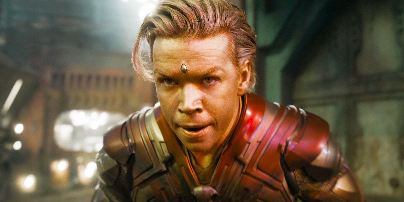 Adam Warlock (will poulter) looking intently while battling in Guardians of the Galaxy Vol. 3