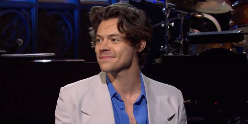 An official screenshot of Harry Styles when he hosted Saturday Night Live