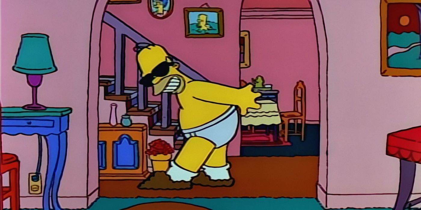 Homer en sous-vêtements dans l'épisode des Simpsons Homer l'hérétique
