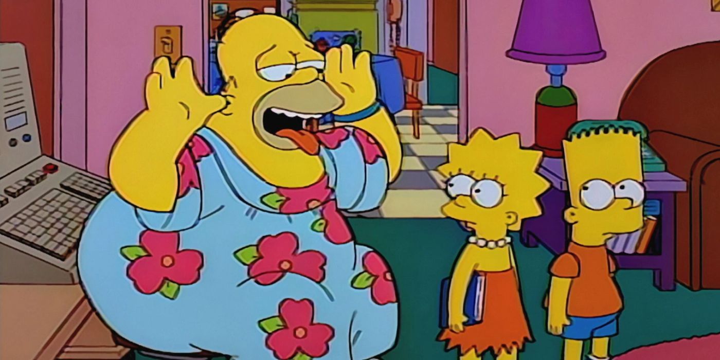 Homer, Lisa, and Bart in The Simpsons episode King Size Homer