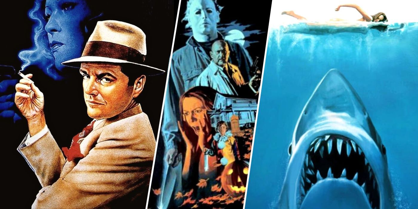 Movie posters of Chinatown, Halloween and Jaws
