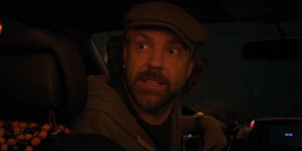 A still from the film 'Booksmart' (2019), featuring Jason Sudeikis as the character Principal Brown working his side job as an Uber driver.