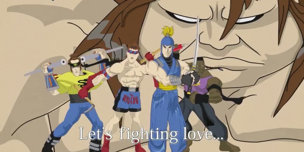 Jimmy, Clyde, Craig and Tolkien as anime characters in Let's Fighting Love, South Park