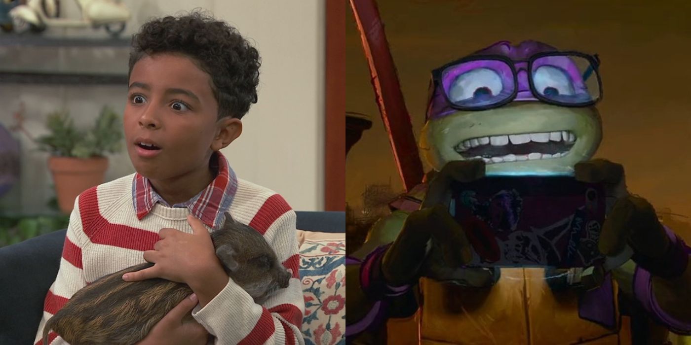 Micah Abbey in Cousins for Life side by side with Donatello in Teenage Mutant Ninja Turtles: Mutant Mayhem