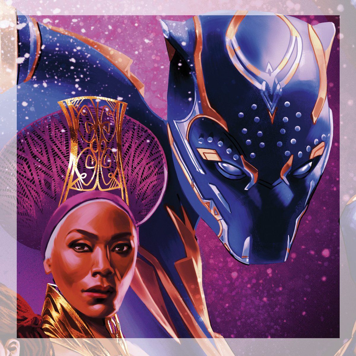 artwork of Angela Basset on the cover of the vinyl for Black Panther Wakanda Forever