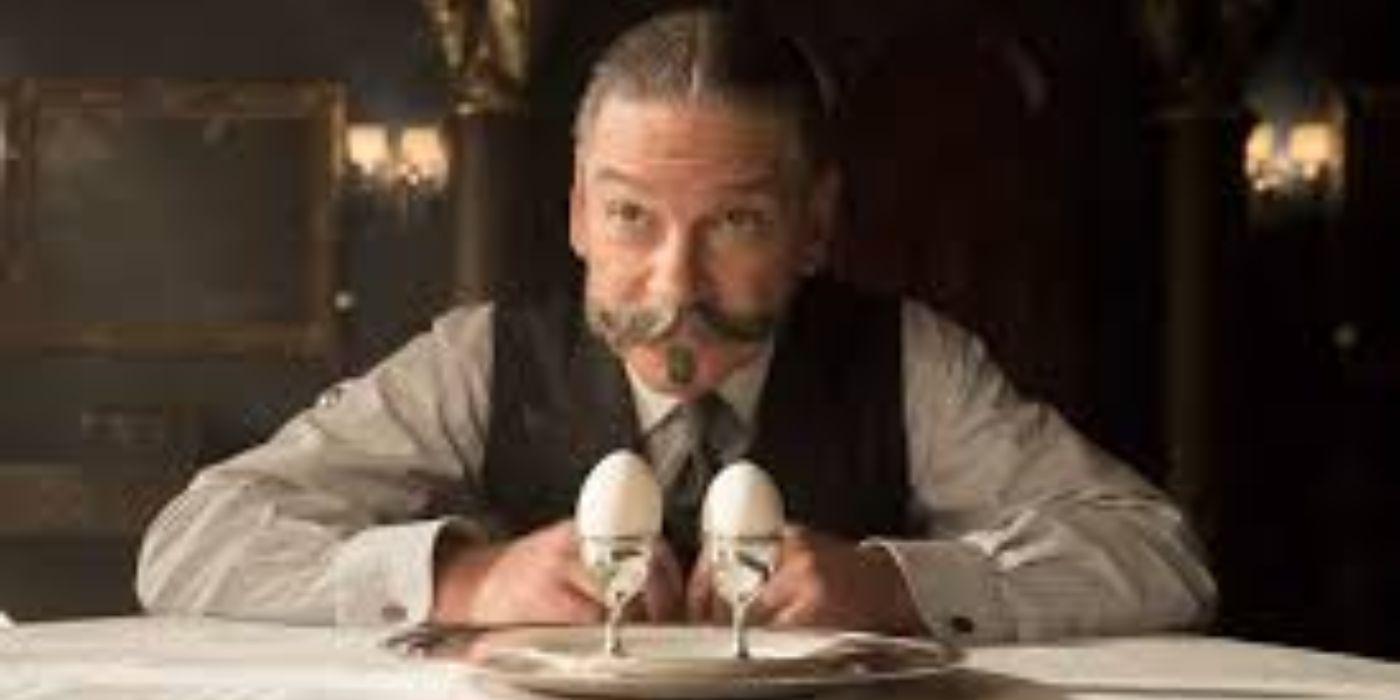 Le détective Poirot regarde des œufs