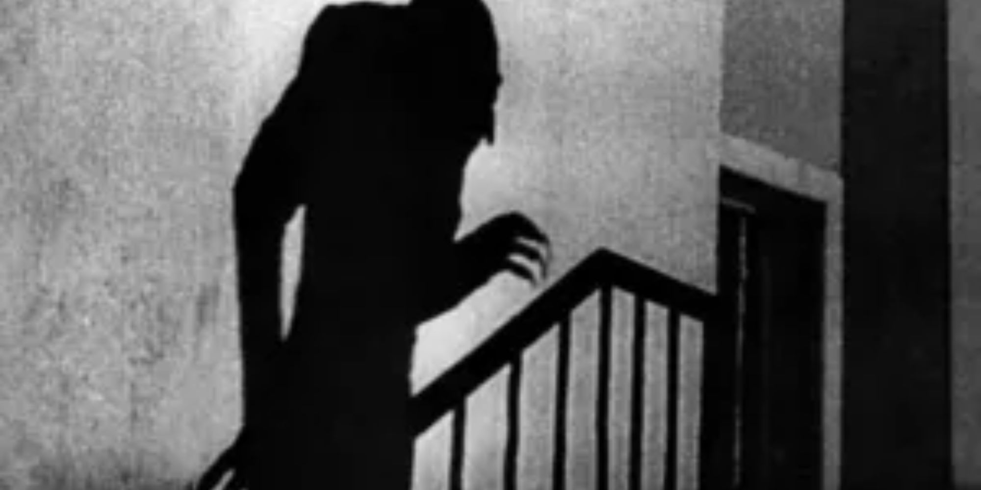 A shadow of Count Orlok creeps up the stairs
