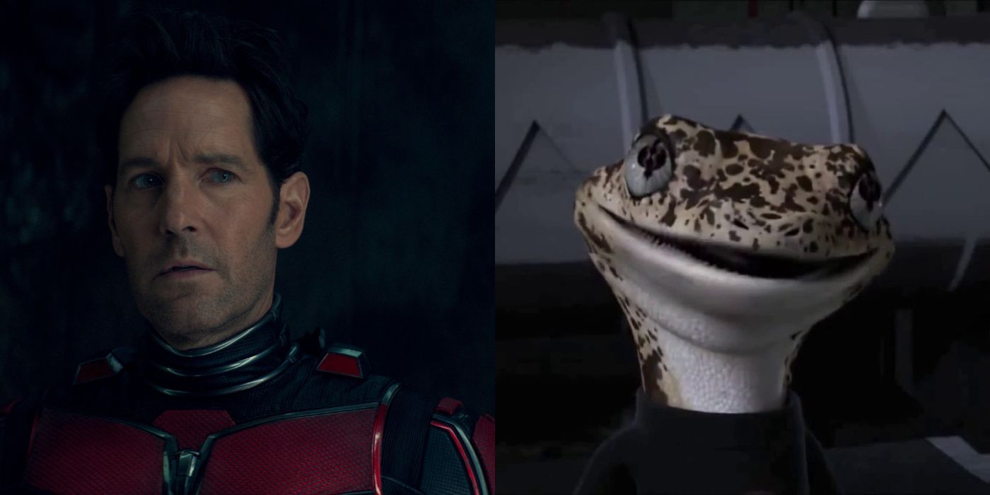 Paul Rudd in Ant-Man and the Wasp: Quantumania side-by-side Mondo Gecko from the 2012 Teenage Mutant Ninja Turtles series