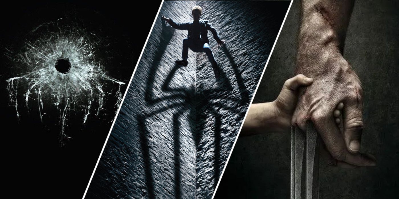 Split image showing posters for Spectre, The Amazing Spider-Man, and Logan