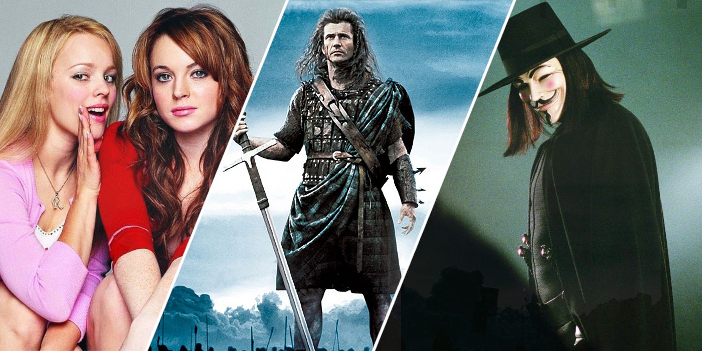 Rachel McAdams and Lindsay Lohan in 'Mean Girls', Mel Gibson in 'Braveheart', and Hugo Weaving in 'V For Vendetta'