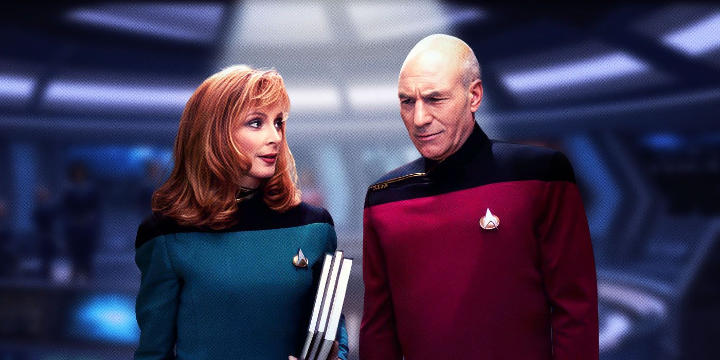 Gates McFadden as Beverly Crusher and Patrick Stewart as Jean-Luc Picard in Star Trek The Next Generation