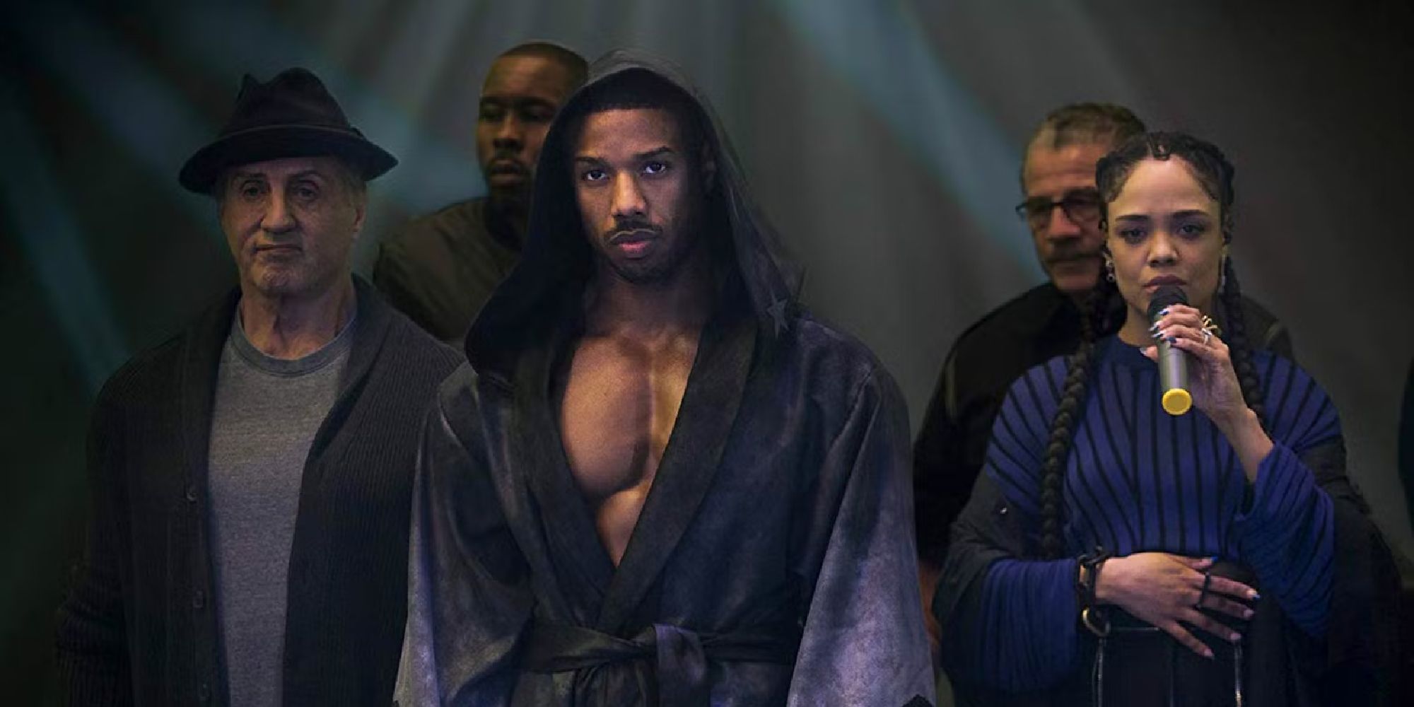 Sylvester Stallone, Michael B. Jordan and Tessa Thompson in Creed II