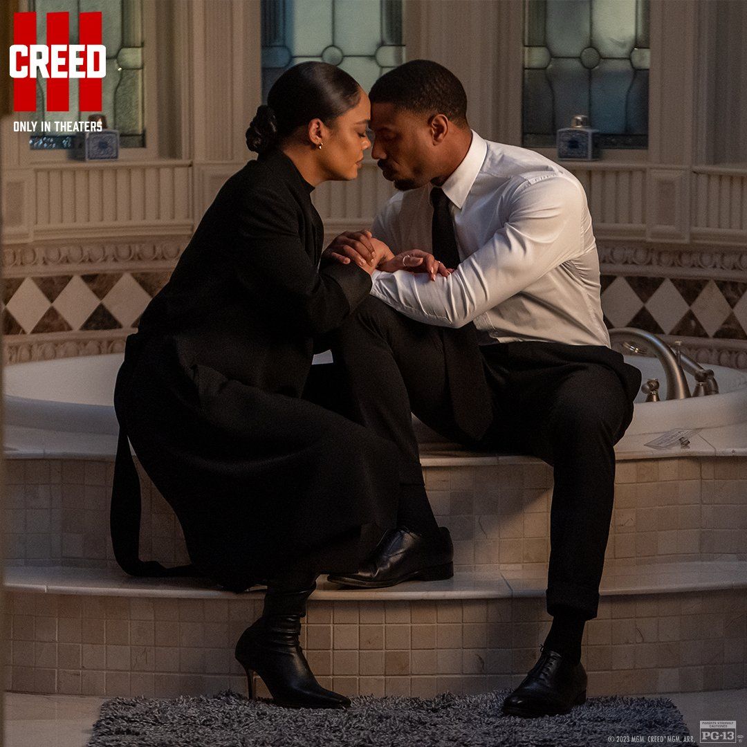 Tessa Thompson and Michael B Jordan in Creed 3