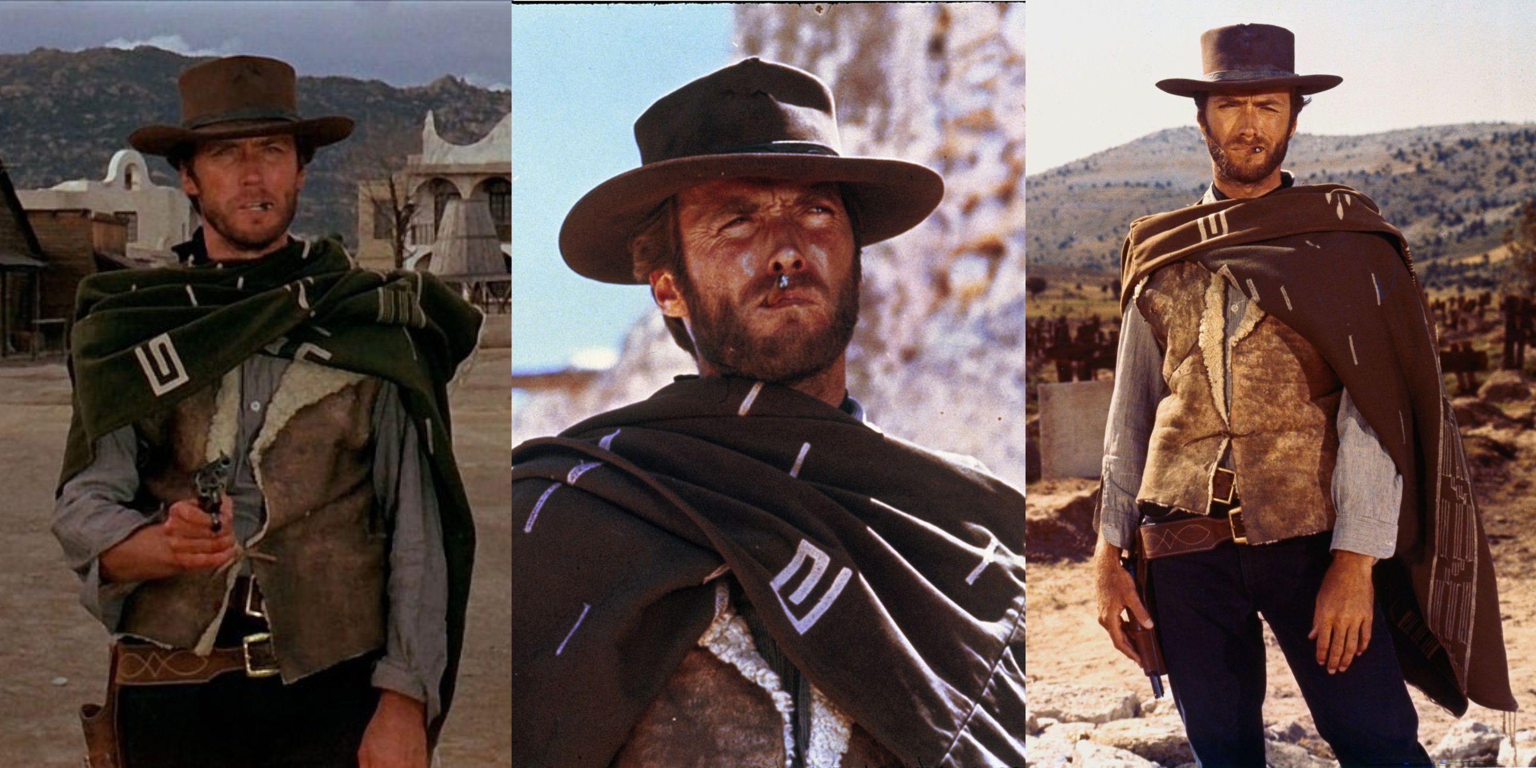 The Dollars Trilogy Collage - Trois images de Clint Eastwood dans les films de la Trilogie du dollar