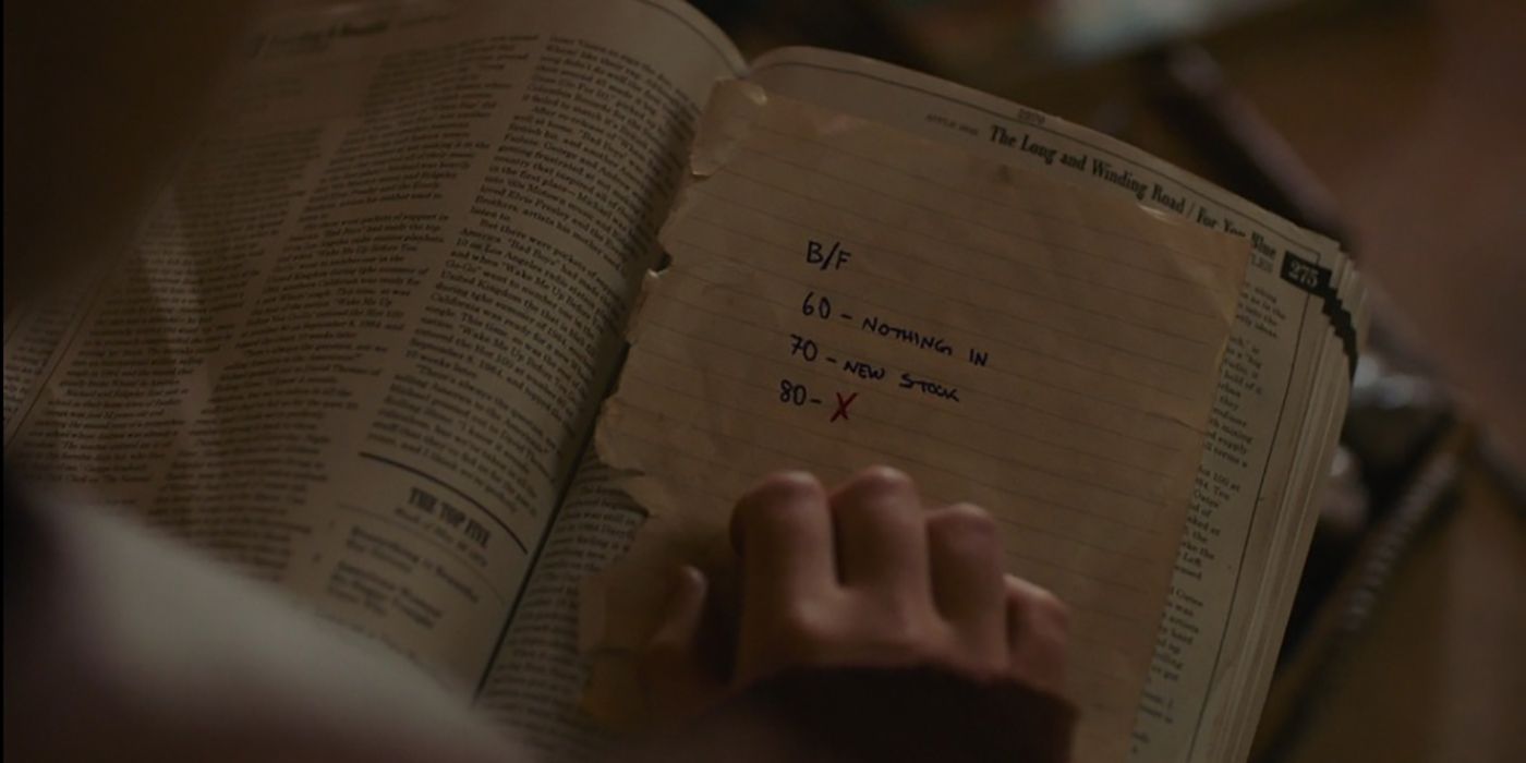 Ellie menyerahkan buku lagu dengan kertas berkode dalam sebuah adegan dari The Last of Us.