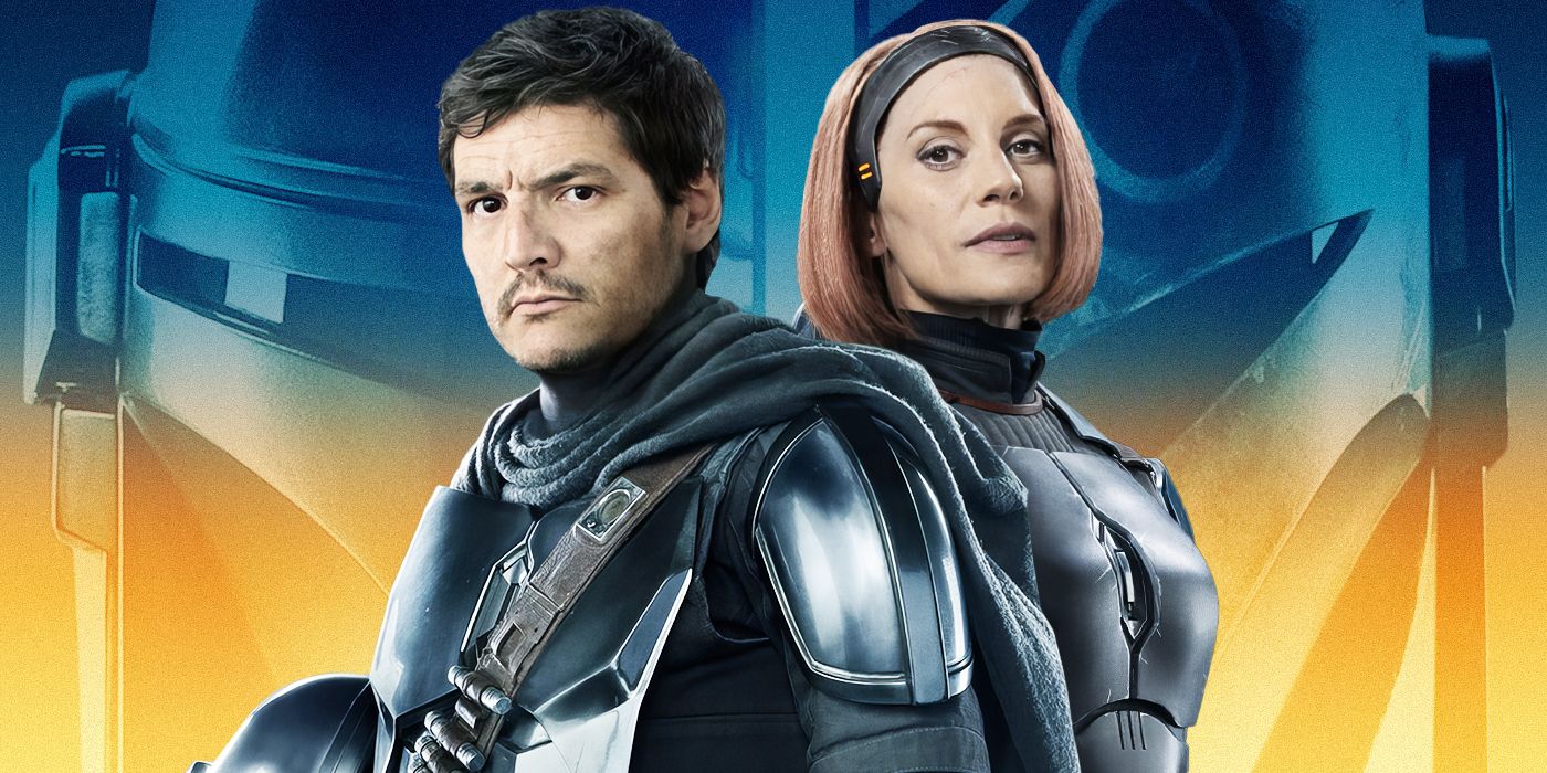 Pedro Pascal and Katee Sackhoff in The Mandalorian