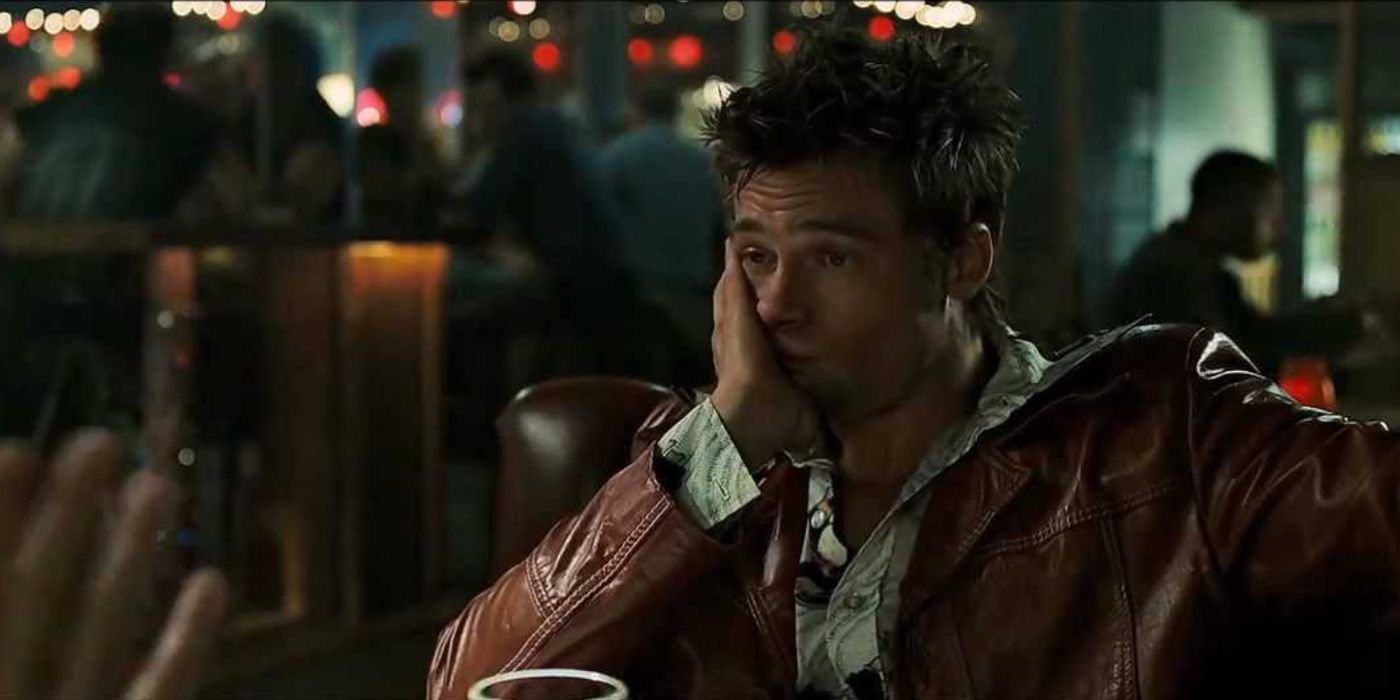 Tyler Durden bored in a diner in Fight Club