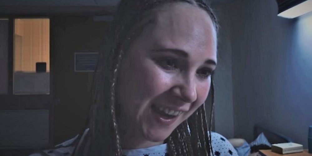A screenshot of Juno Temple's face up close in the film Unsane