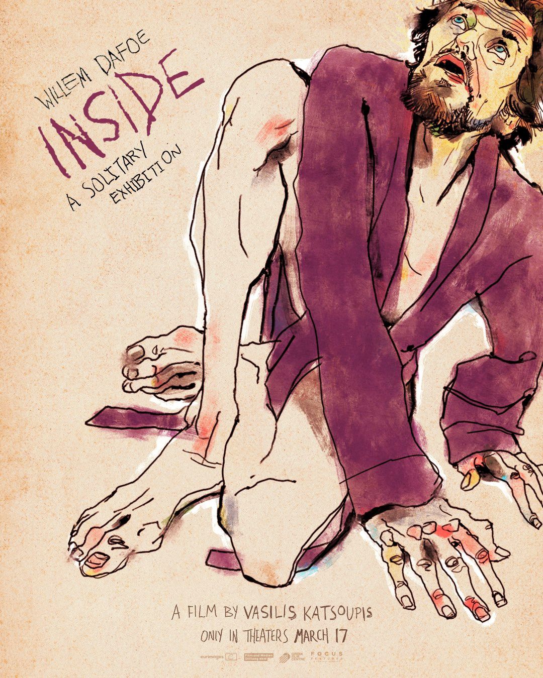 Willem Dafoe dans l'affiche de Inside