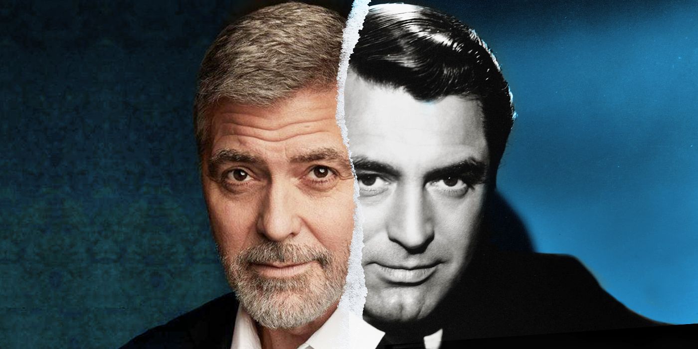 still of George Clooney and Cary Grant seperated by a photo tear
