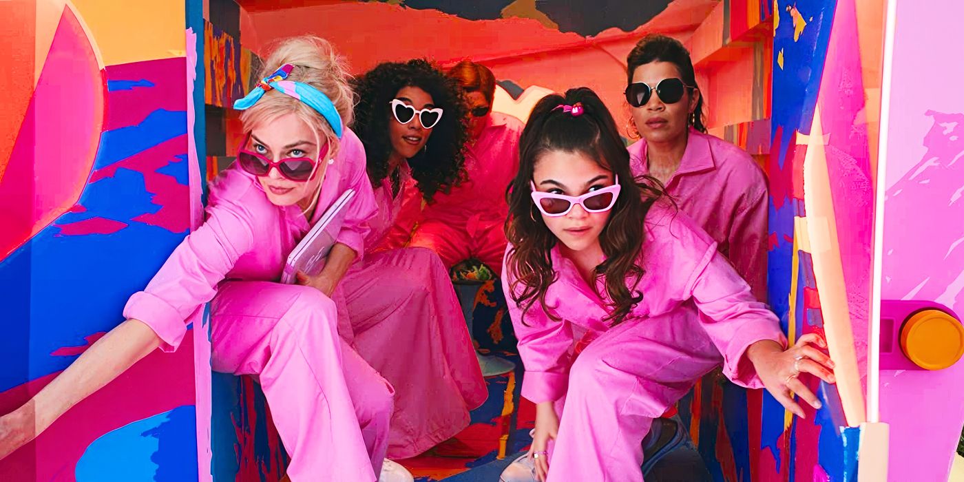 America Ferrera, Margot Robbie, Alexandra Shipp, and Ariana Greenblatt in Barbie (2023)