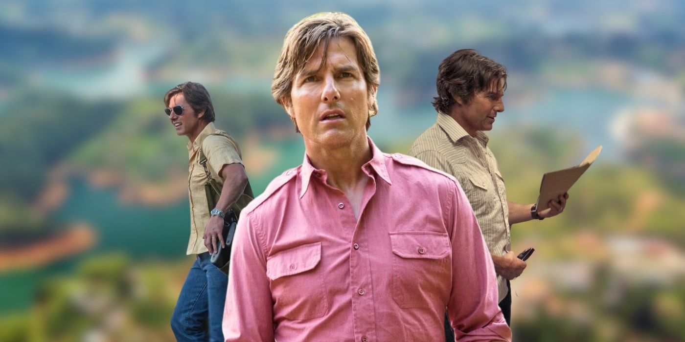 Custom image of Tom Cruise as Barry Seal from American Made standing in front of two other versions of the character