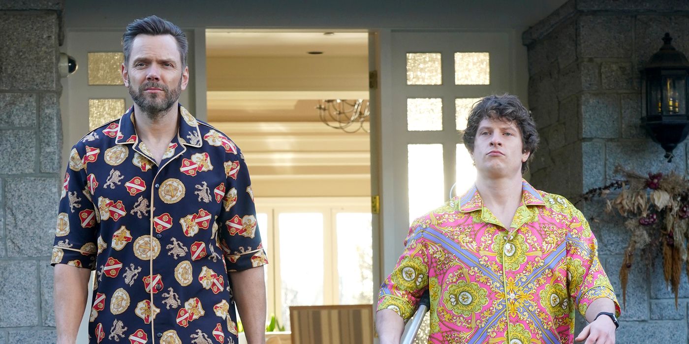 Frank and Shred exit a money launder's mansion looking baller in a scene from Animal Control