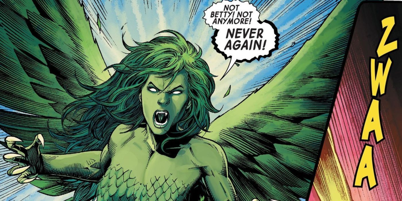 Betty Ross se transforme en Harpie dans la bande dessinée L'Incroyable Hulk de Marvel.