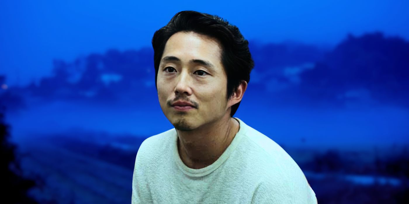 Steven Yeun against a blue background in Burning