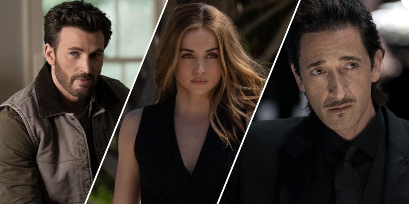 Split image showing Chris Evans, Ana de Armas, and Adrien Brody in Ghosted-1