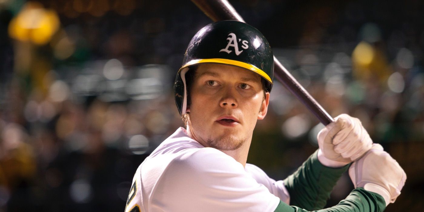 Chris Pratt as Scott Hattenberg about to bat in (Moneyball)