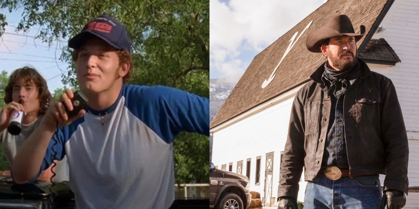 Cole Hauser in Dazed & Confused side-by-side with himself in Yellowstone